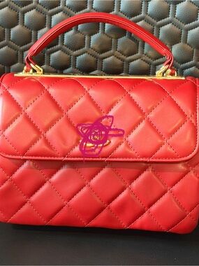 Quilted Red Top-Handle Women's Bag